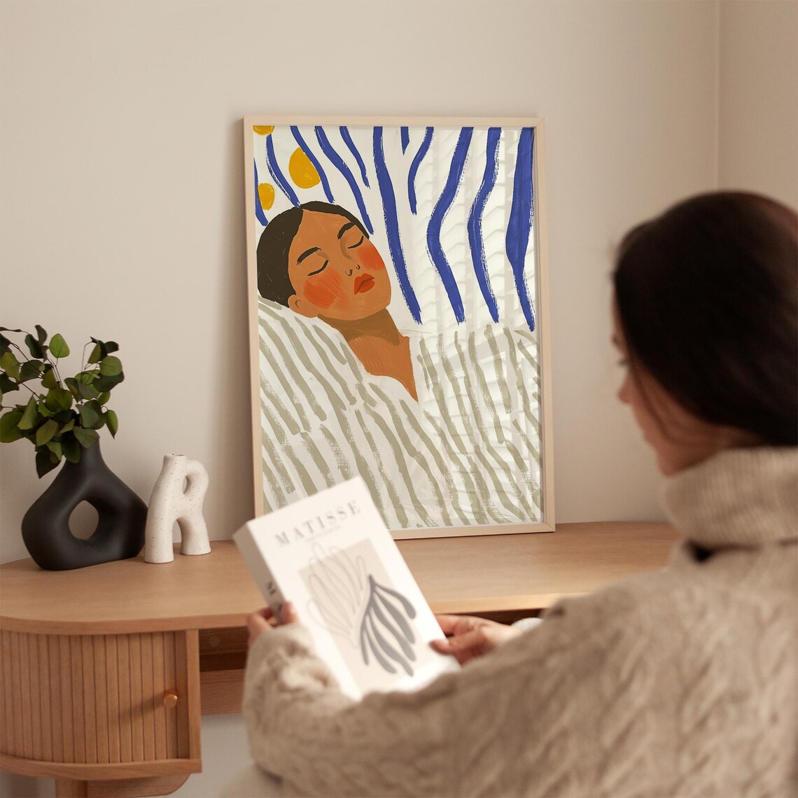 Dreamy Woman Portrait, Minimalist Boho Bedroom Decor - Image 5