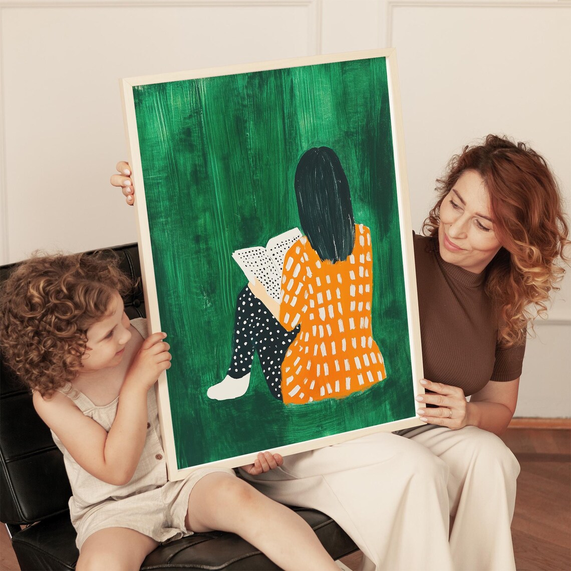 Reading Woman, Modern Abstract Book Lovers Art Print - Image 3