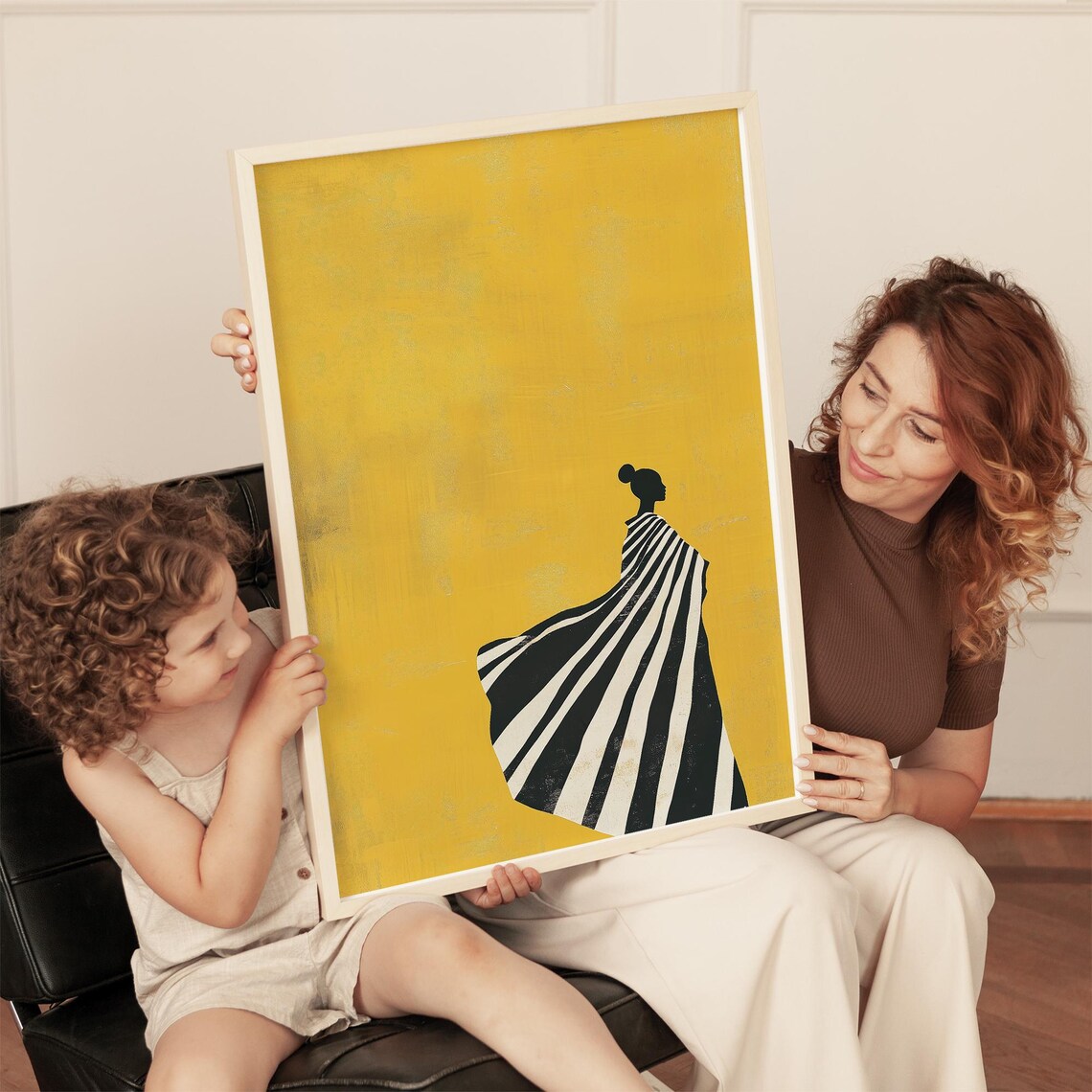 Modern African Woman Wall Art Yellow And Black Fashion Print Minimalist Artwork Contemporary Home Decor Stylish Poster - Image 3