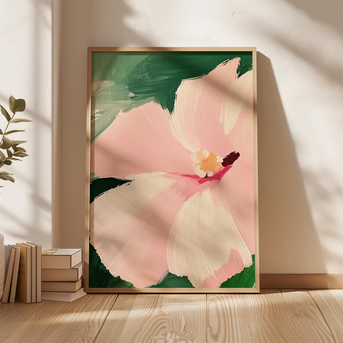 Pink Flower Abstract Living Room Wall Art Print
