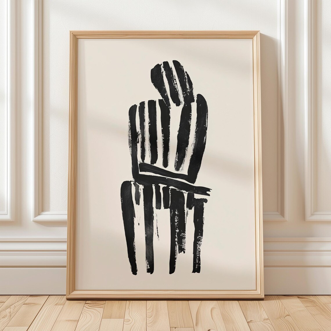 Abstract Black And White Minimalist Line Art