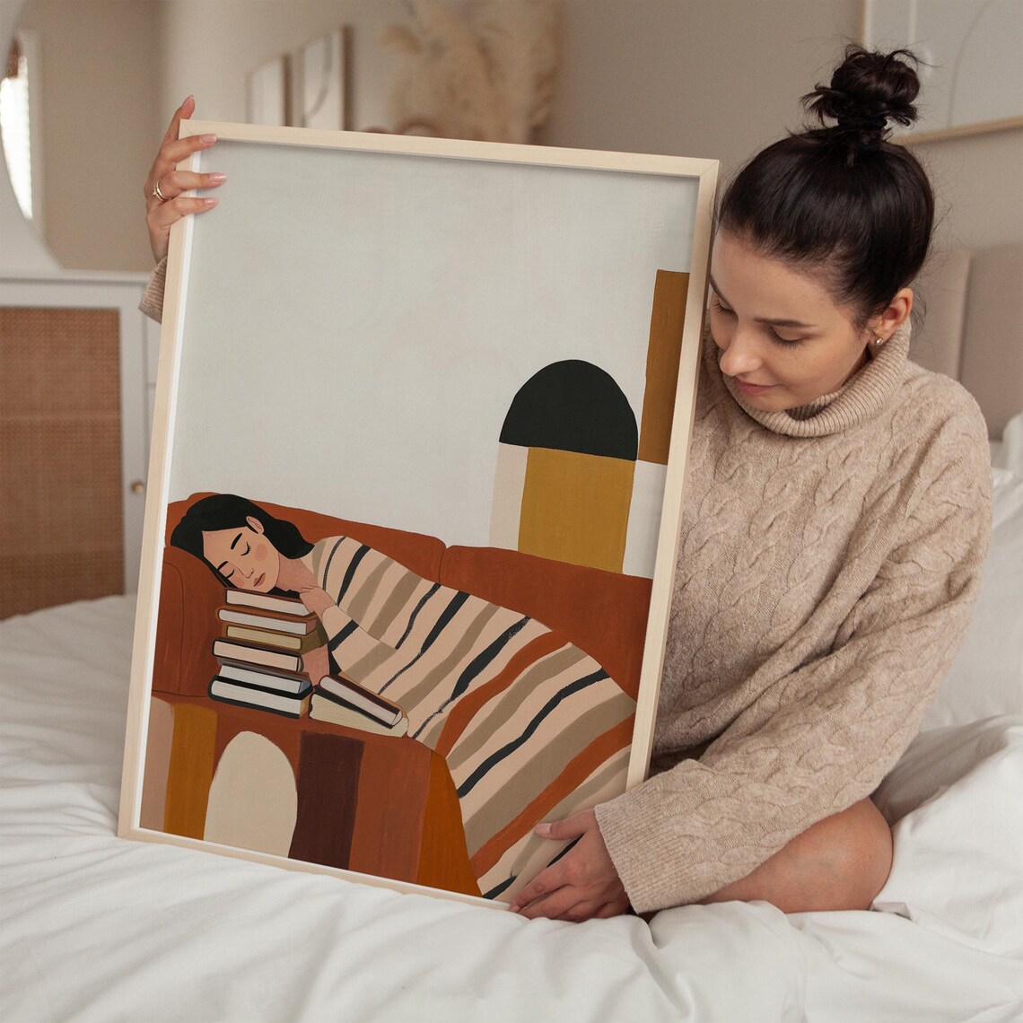 Relaxing Woman Abstract People, Minimalist Art Print - Image 4