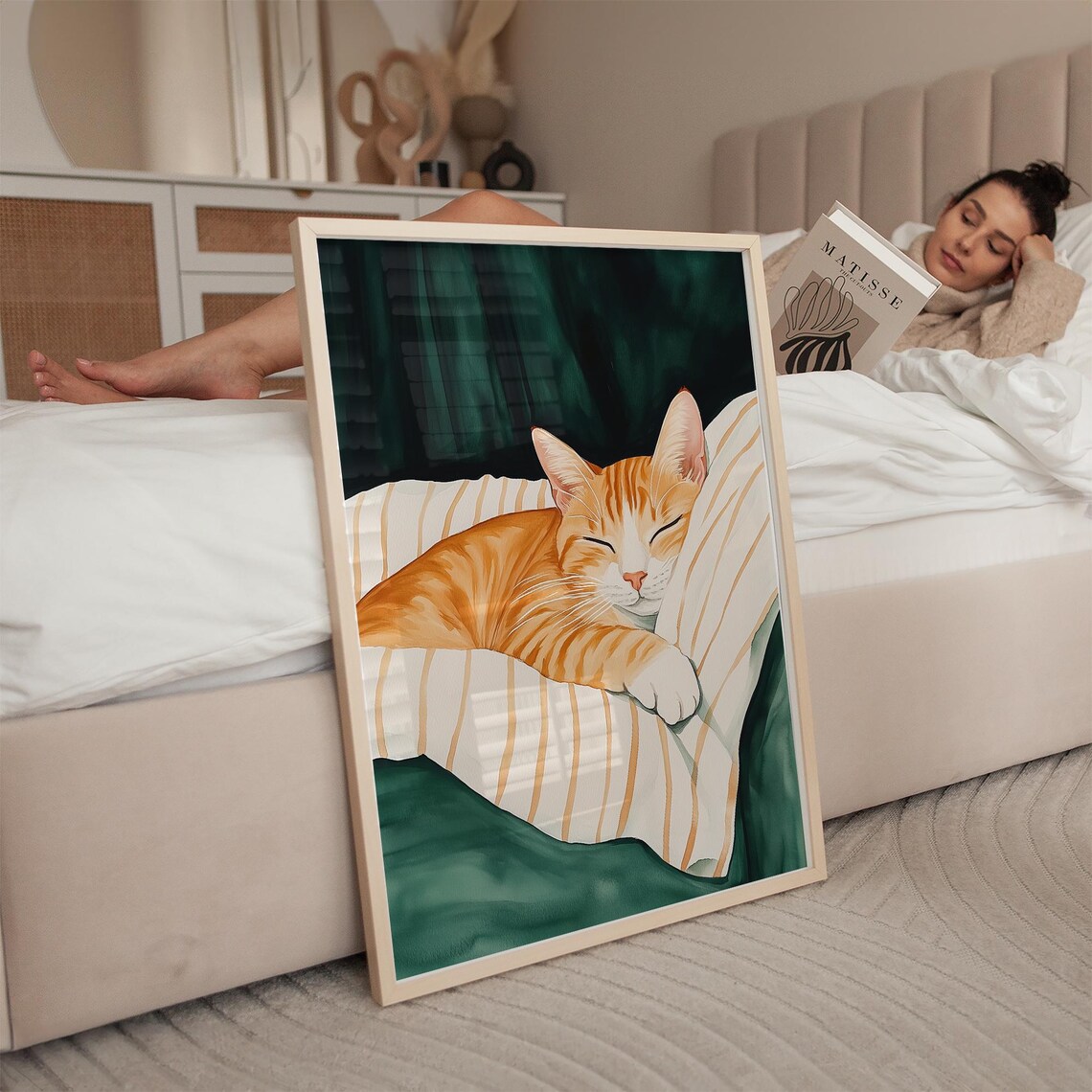 Sleeping Orange Cat - Cozy Home Decor, Pet Lover Gift - Image 3
