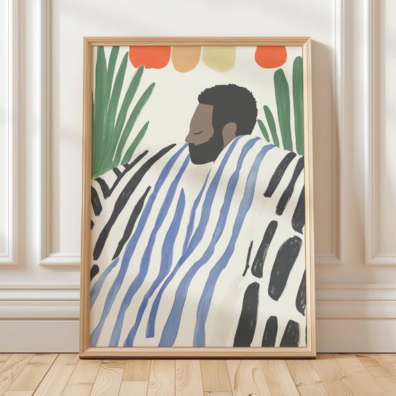 Minimalist Abstract Art Modern Portrait Print Boho Wall Decor Stylish Home Art Contemporary Man Illustration Fashion Wall Art