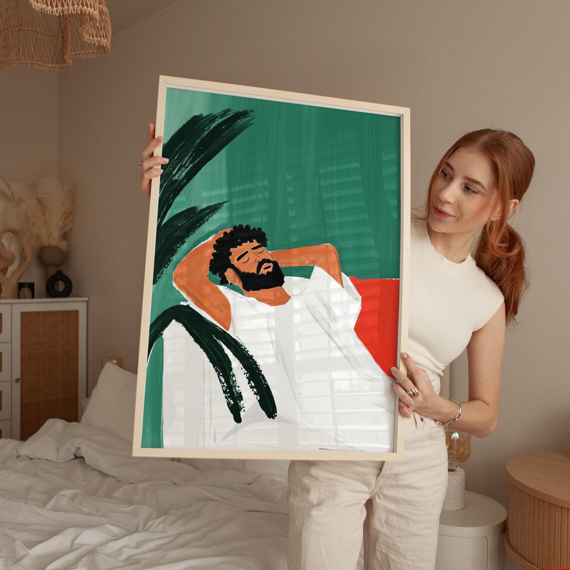 Relaxed Man Portrait, Modern Minimalist Painting - Image 5