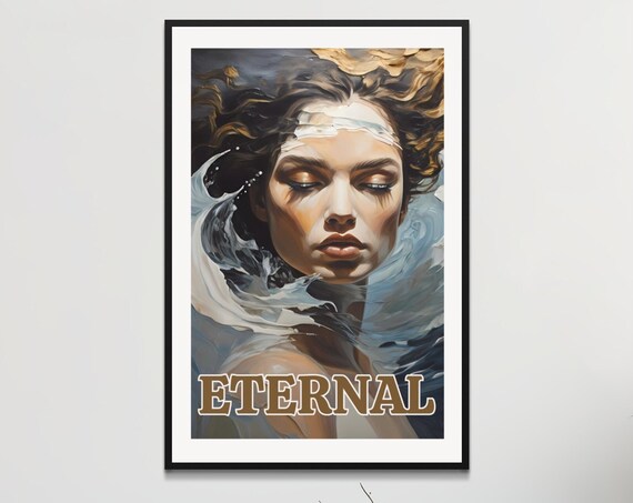 Mesmerizing Woman Portrait Eternal Wall Art Emotional Print Elegant Home Decor Artistic Illustration Inspirational Poster