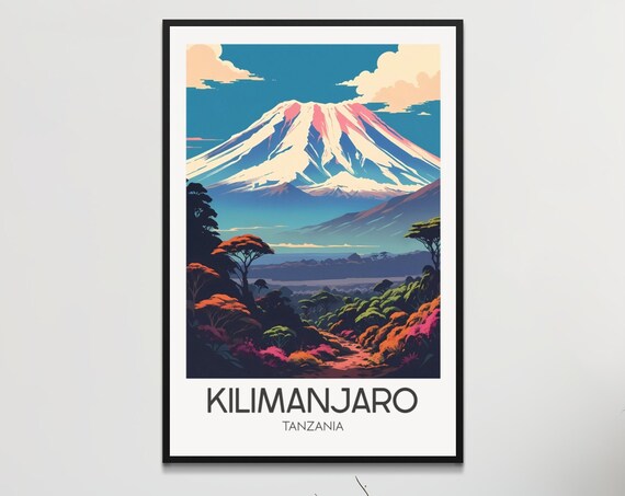 Kilimanjaro Tanzania Vibrant Colorful Mountain Scenery Poster