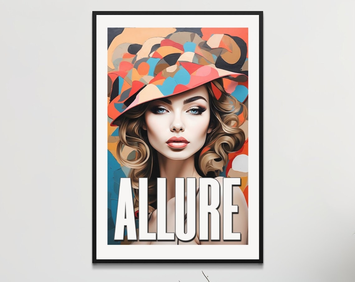 Allure Fashion Woman Portrait Abstract Colorful Hat Glamour Poster