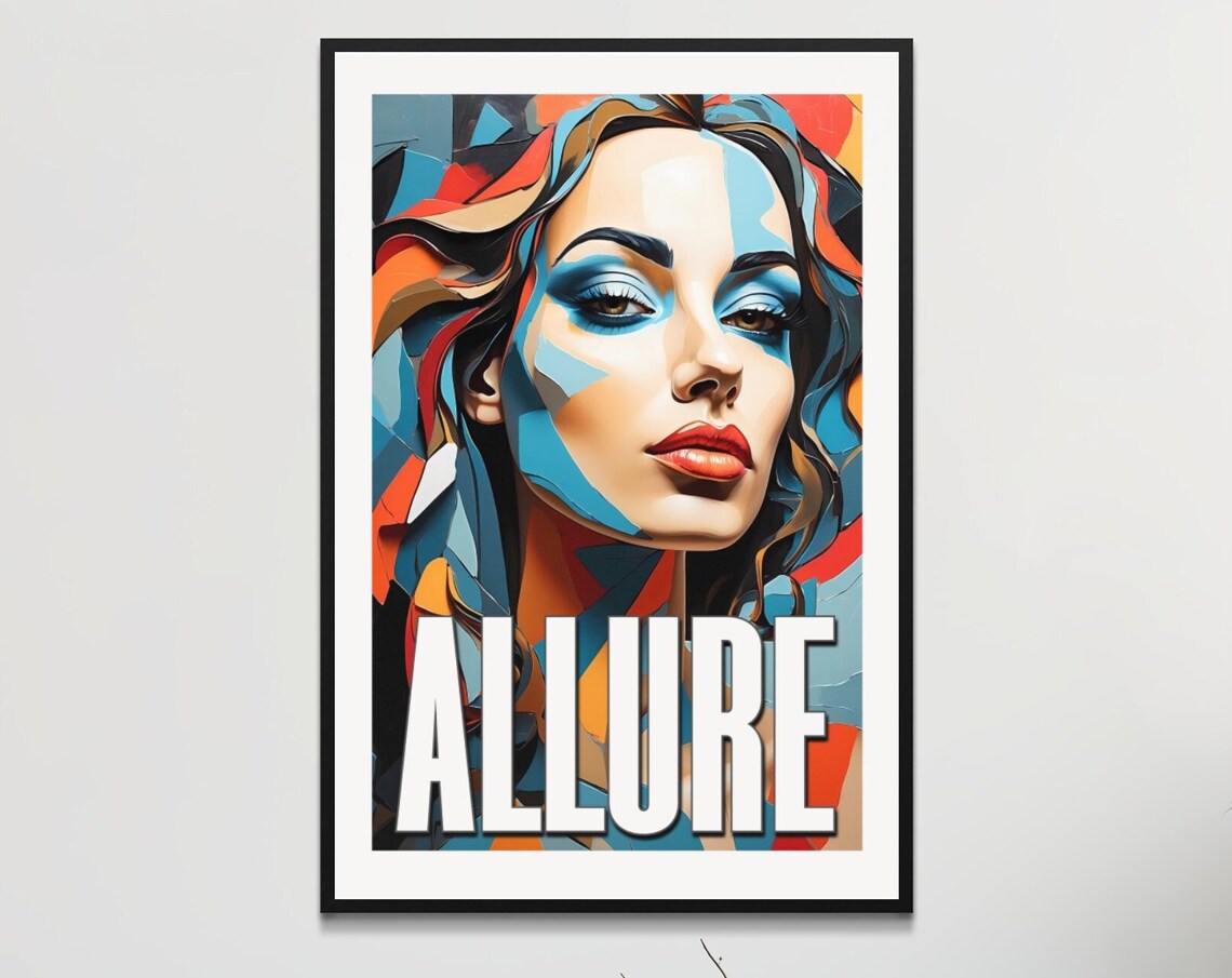 Allure Woman With Flowing Colorful Ribbon Hair Abstract Poster