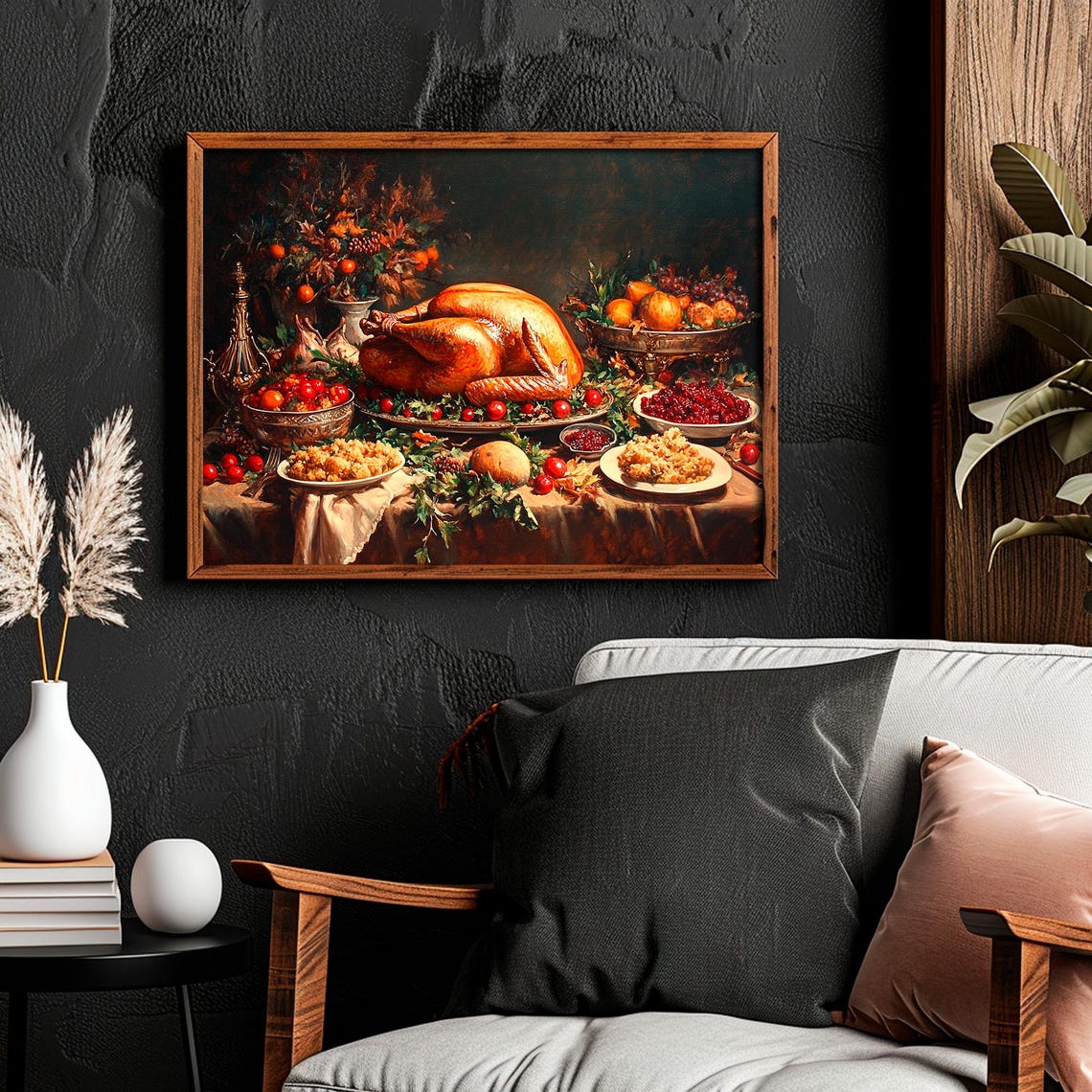 Roast Turkey Dinner Stuffing Cranberries Thanksgiving Table Art Poster - Image 4
