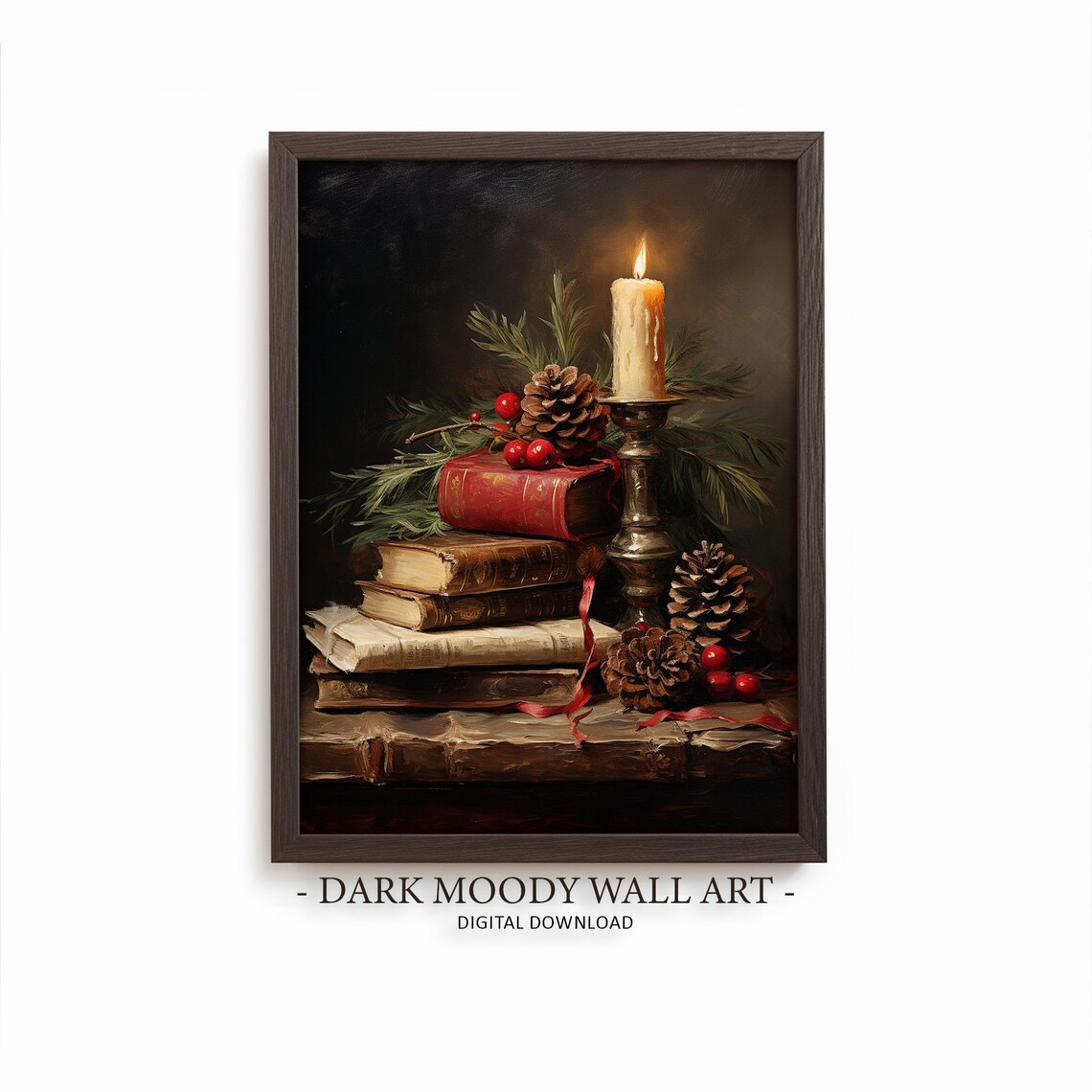 Rustic Christmas Wall Art, Vintage Holiday Art Print