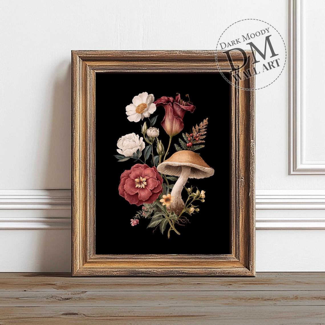 Witchy Mushroom Halloween Gothic Botanical Art Print