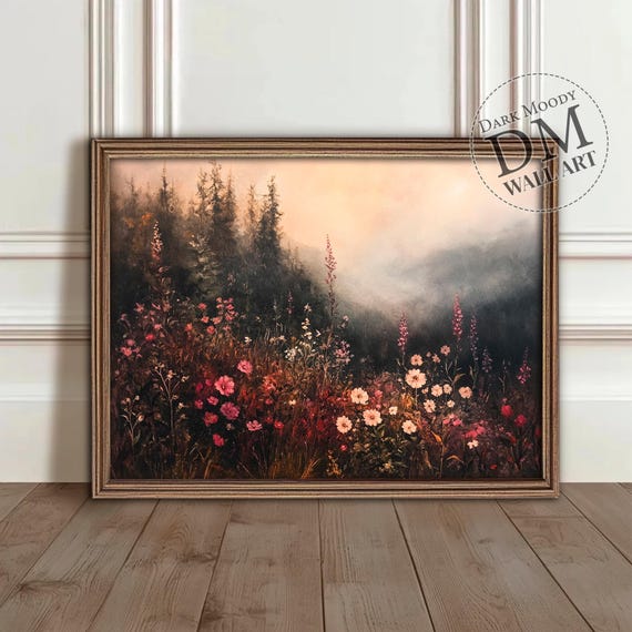 Vintage Fall Floral Prints, Moody Botanical Decor