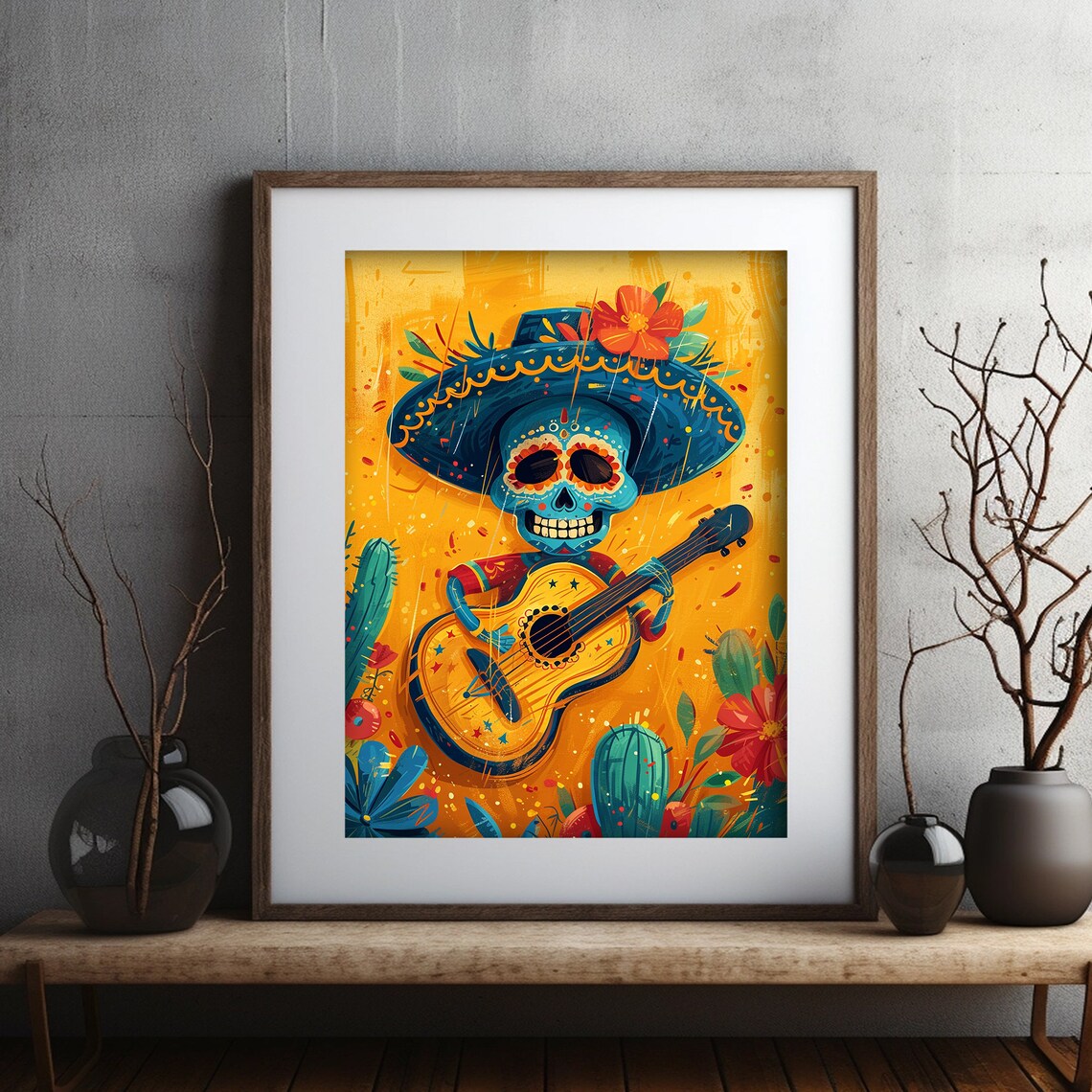 Mariachi Skeleton Guitar Sombrero Dia De Los Muertos Fiesta Poster - Image 4