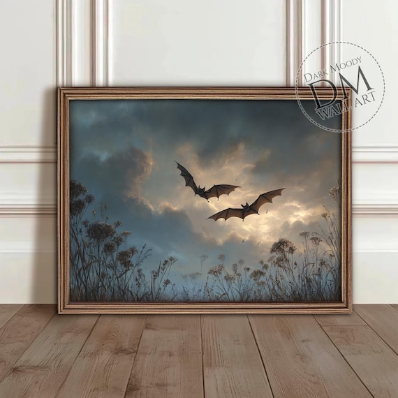 Spooky Bats Wall Art Halloween Gothic Landscape