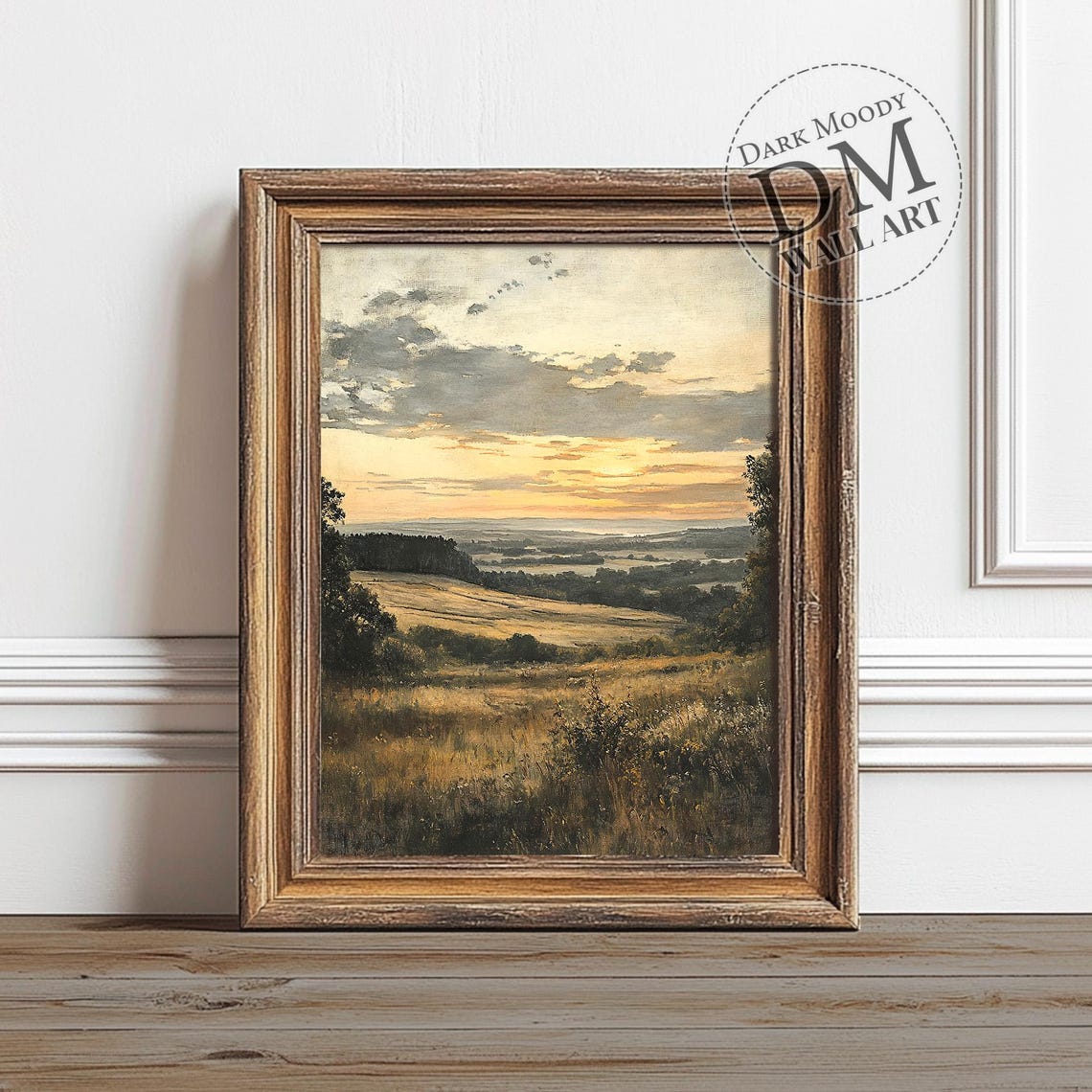 Golden Countryside Valley Sunset Rolling Hills Landscape Poster
