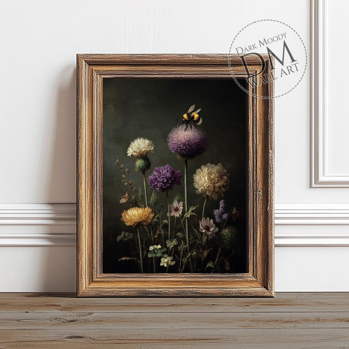 Bee and Thistle Botanical Insect Art Print