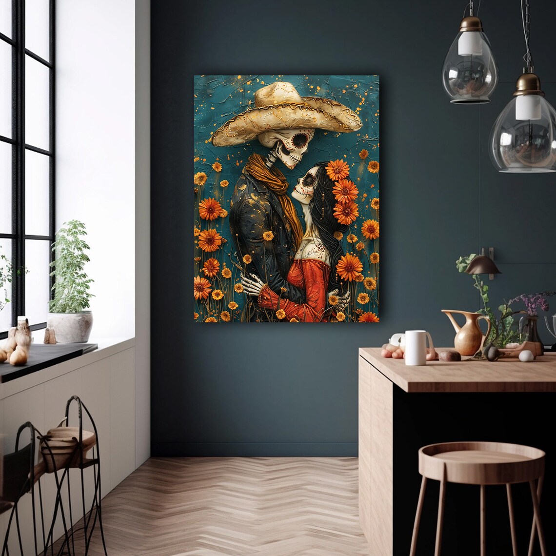 Día de los Muertos Couple Catrina Calavera Art Print - Image 5