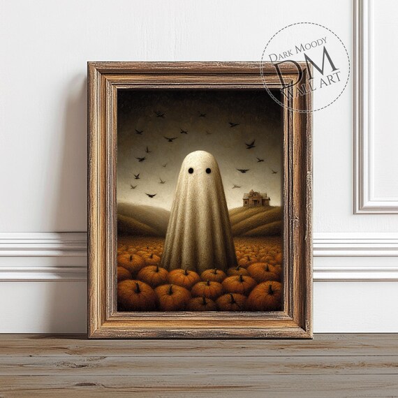 Pumpkin Wall Art Haunted House Halloween Print