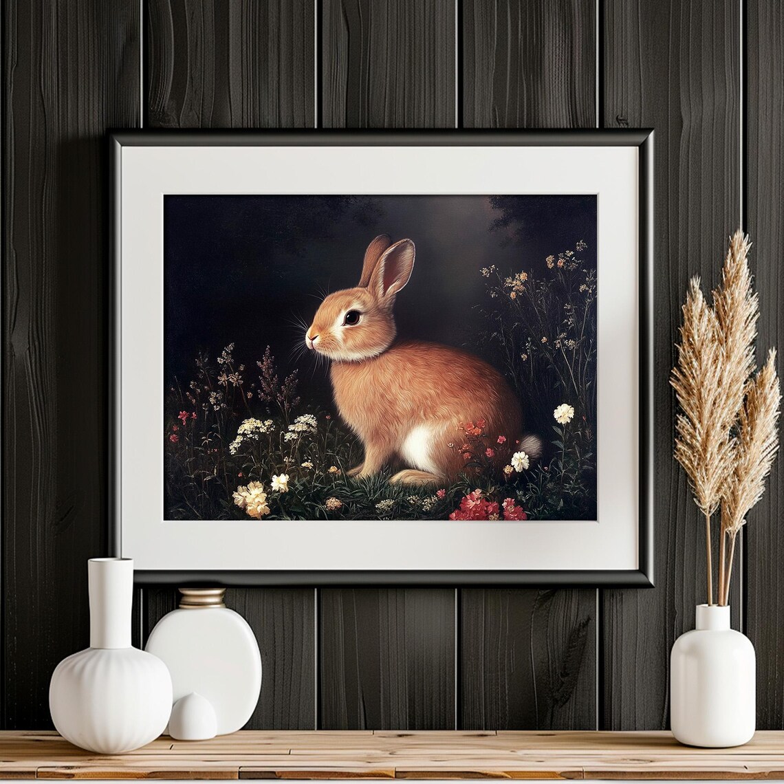 Antique Bunny Rabbit Print, Vintage Wildflower Decor - Image 5