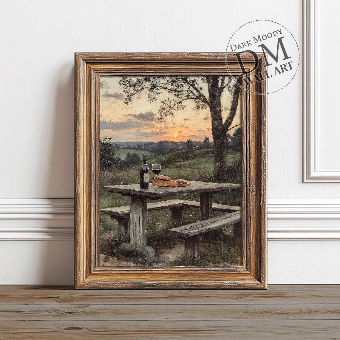 Italian Countryside Picnic Art Print, Rustic Landscape