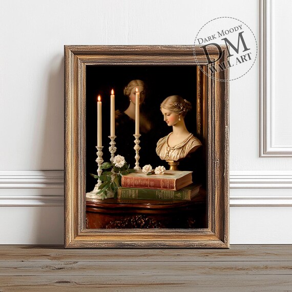 Haunted Still Life Wall Art Gothic Dark Academia Candles Books Print