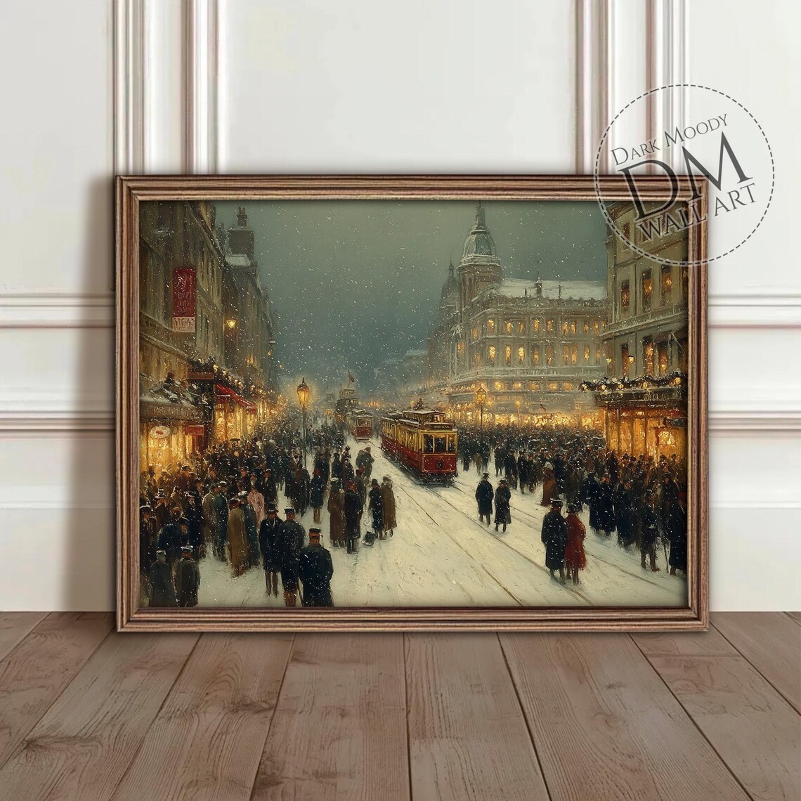 Victorian Christmas City, Winter Street Art Print