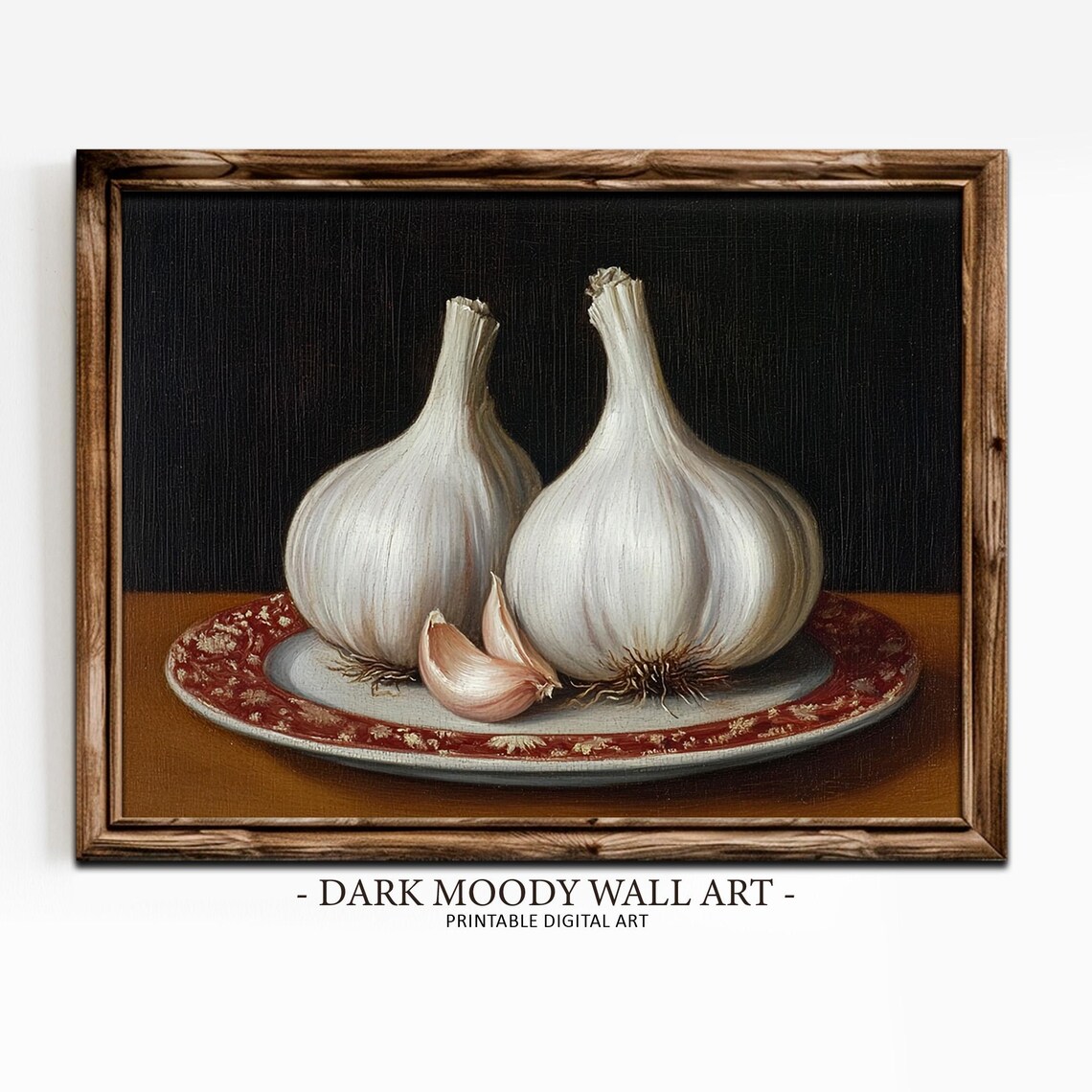 Country Kitchen Rustic Decor Garlic Still Life Print