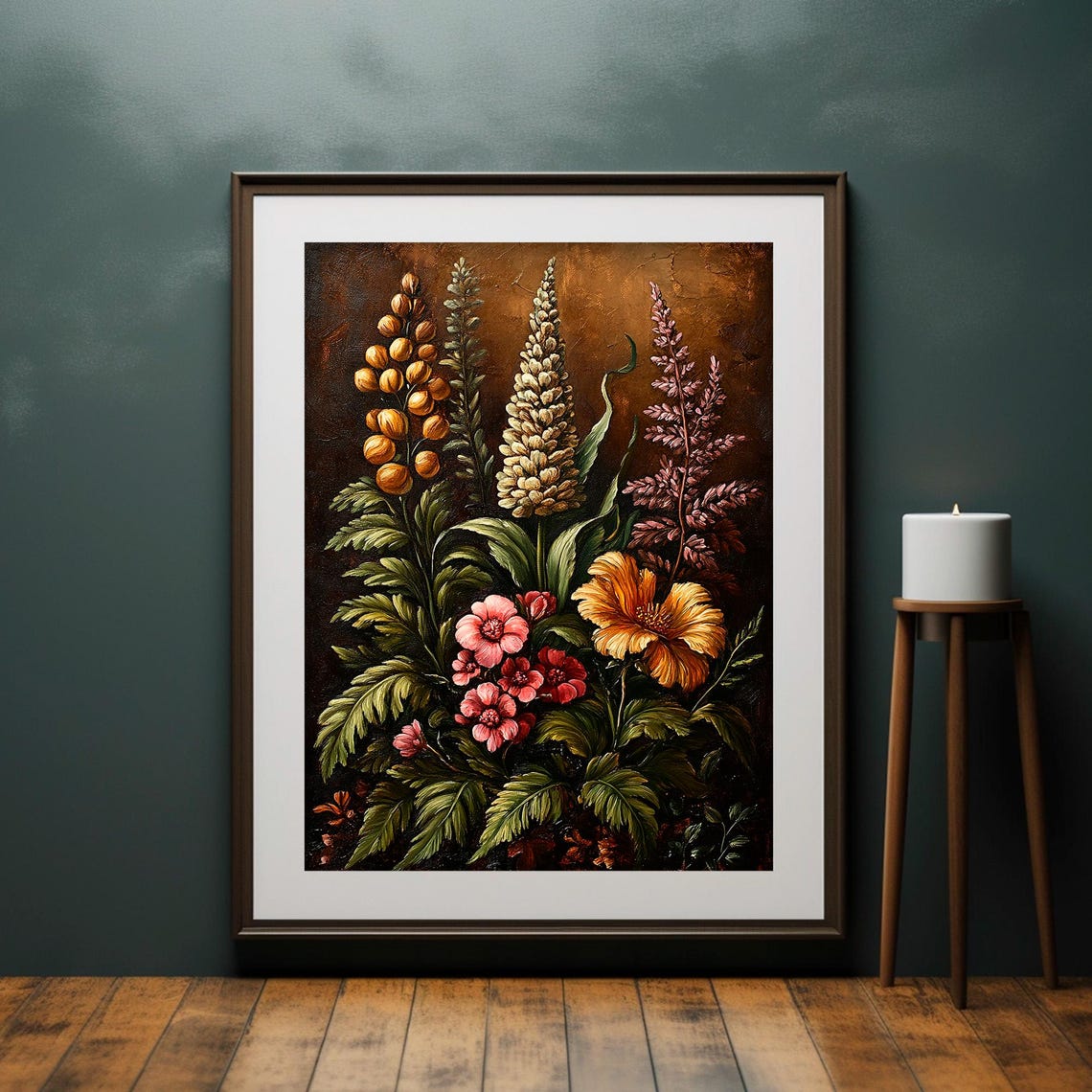 Vintage Wildflower Bouquet Meadow Blooms Moody Botanical Poster - Image 4