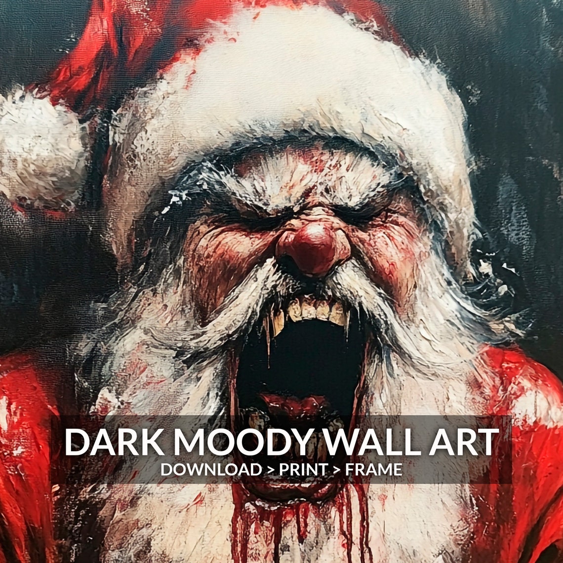 Scary Screaming Santa Horror Christmas Dark Gothic Art Poster - Image 4
