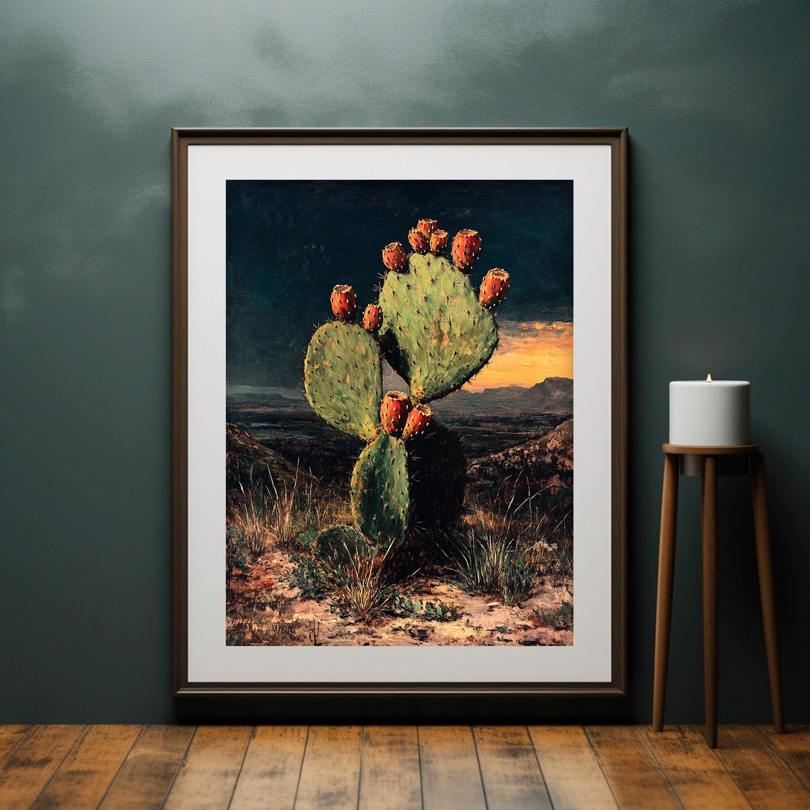 Prickly Pear Cactus Desert Sunset Botanical Wild West Poster - Image 4