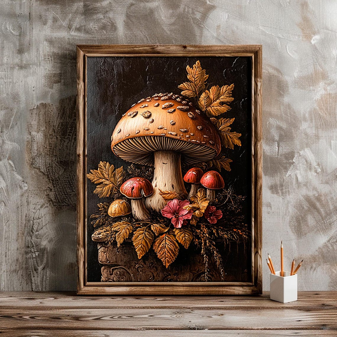 Wild Mushroom Still Life Dark Autumn Botanical Art Decor Poster - Image 4