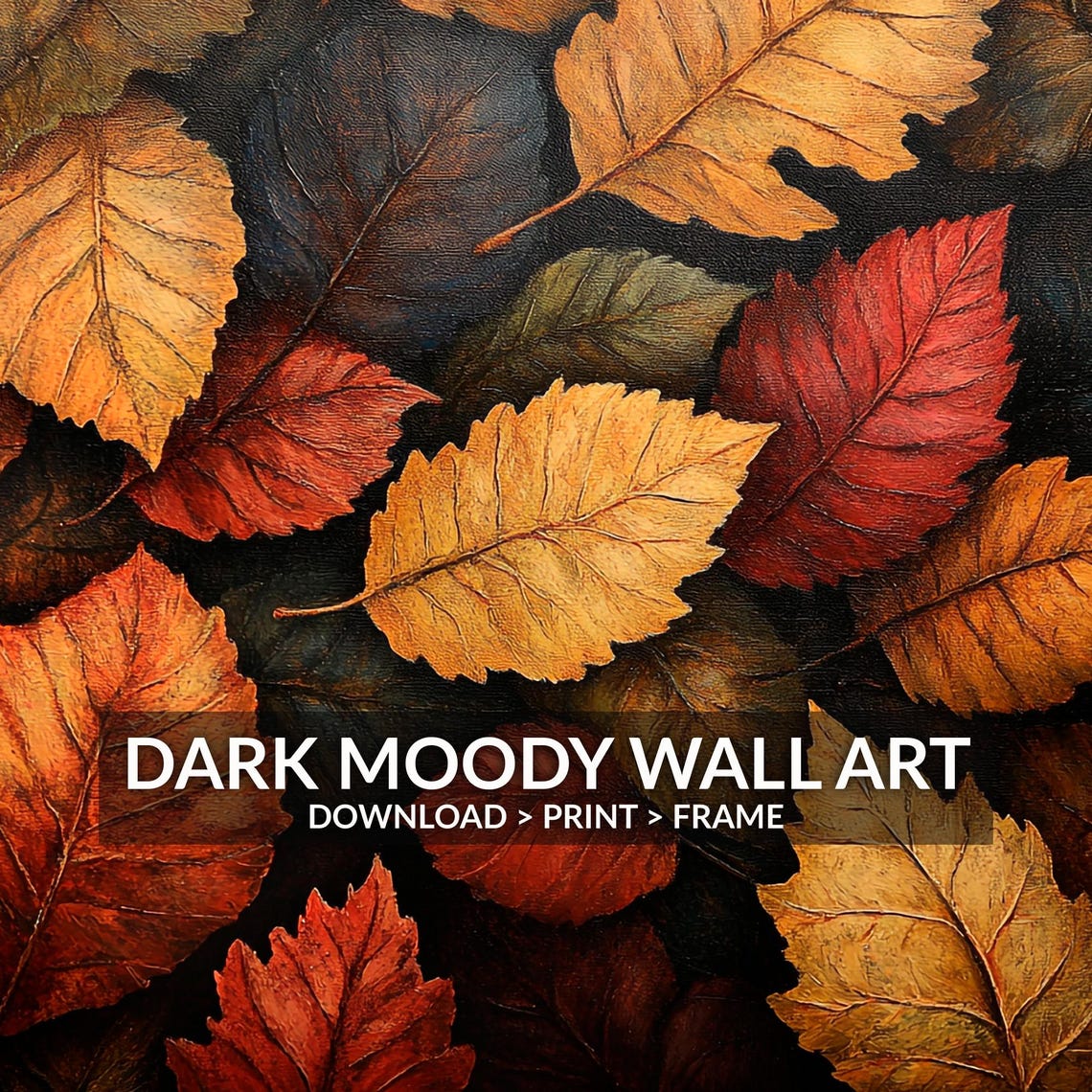 Rich Red and Gold Autumn Leaves Painted Texture Fall Foliage Poster - Image 6
