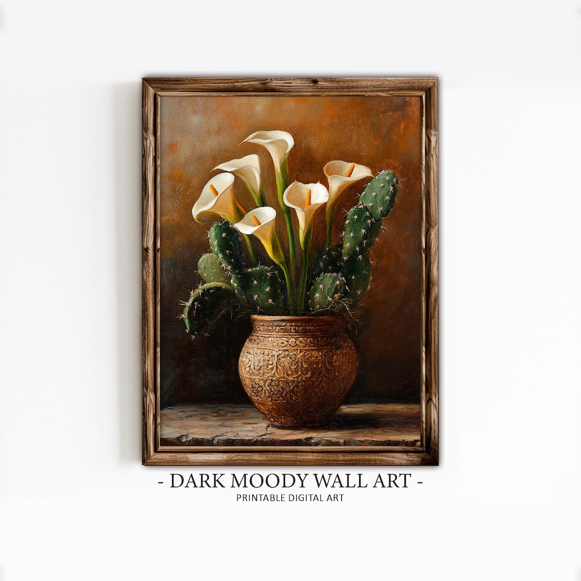 Vintage Calla Lily Cactus Print, Mexican Floral