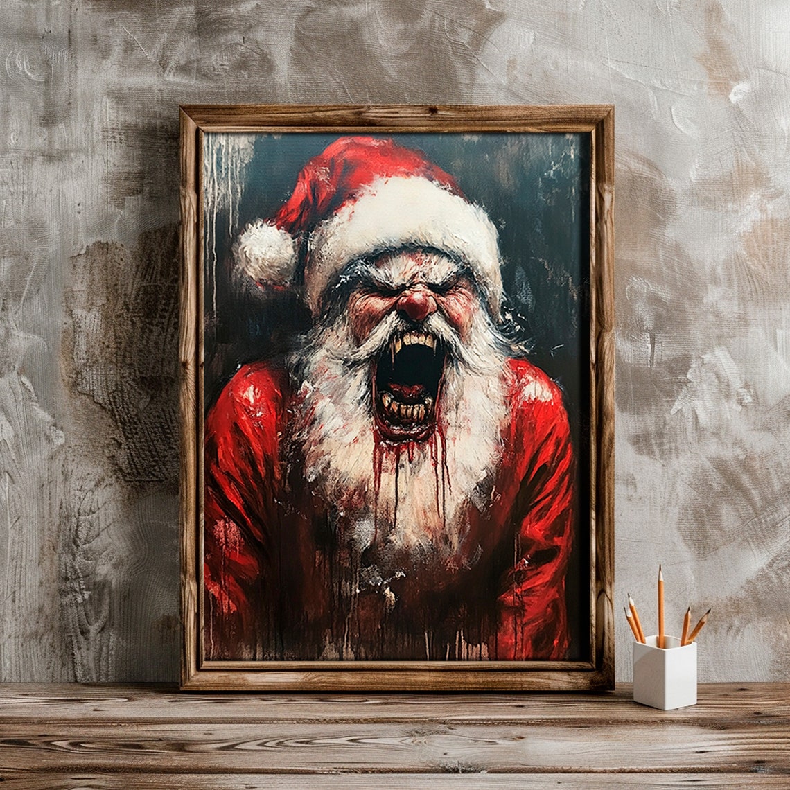 Scary Screaming Santa Horror Christmas Dark Gothic Art Poster - Image 3