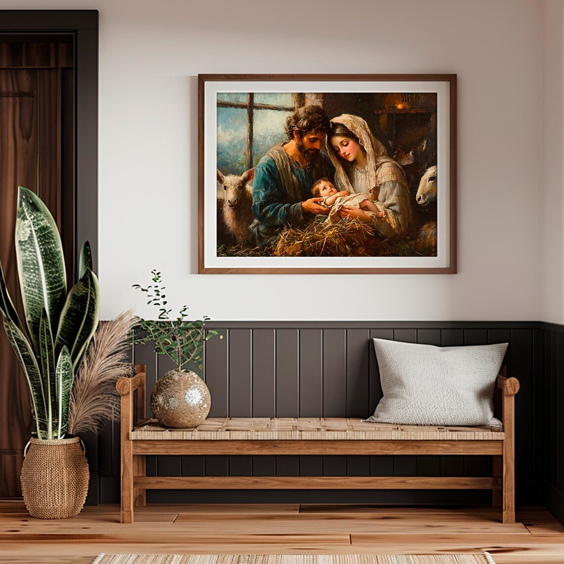 Holy Family With Baby Jesus Vintage Christmas Art Print - Image 2