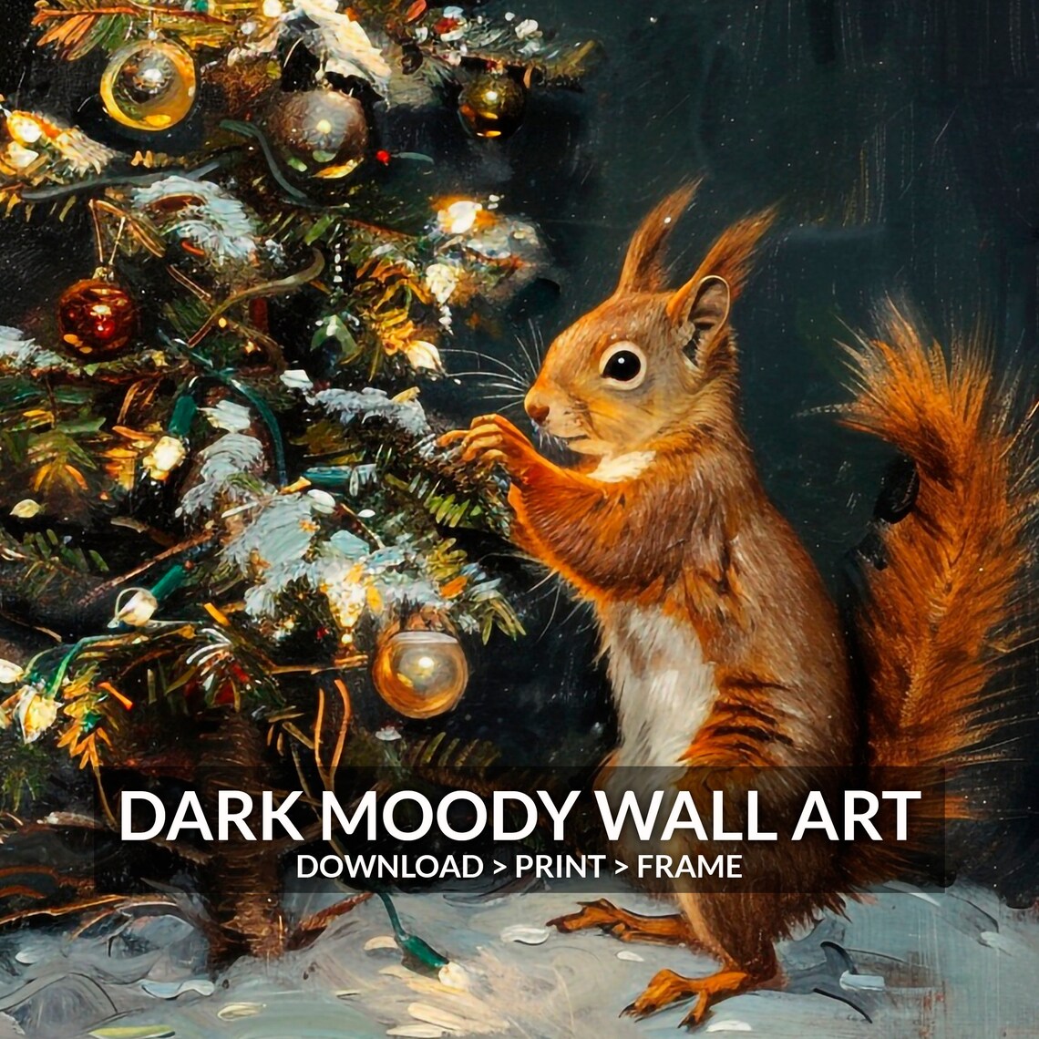 Christmas Squirrel Art Print, Dark Academia Decor - Image 6
