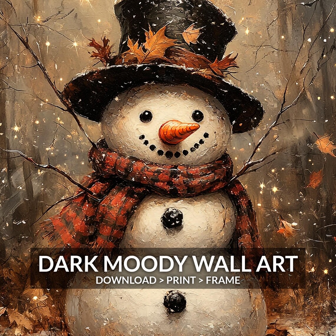 Rustic Snowman Vintage Christmas Art Print - Image 6