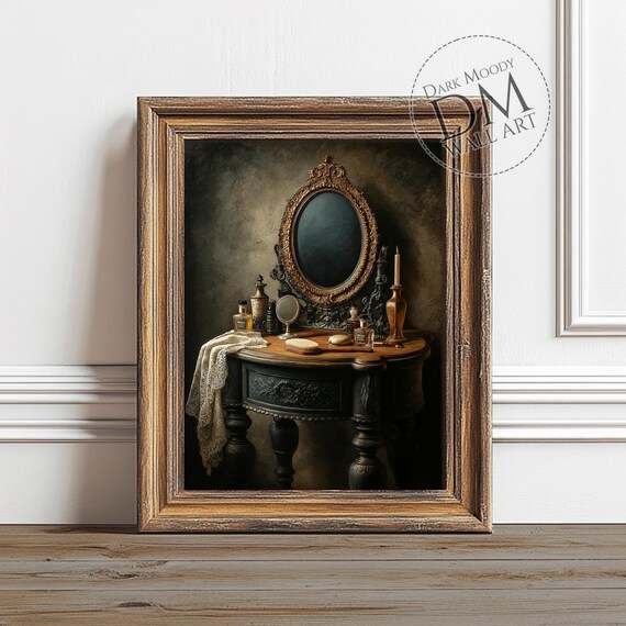 Victorian Vanity Wall Art Gothic Mirror Still Life Print
