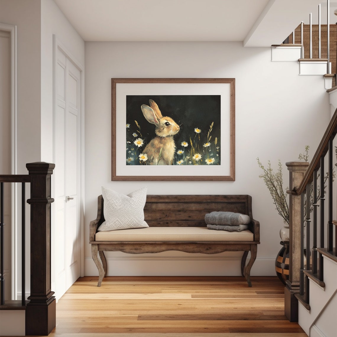 Easter Bunny Prints Spring Wall Art Dark Academia Decor Moody Rabbit Painting - Image 4