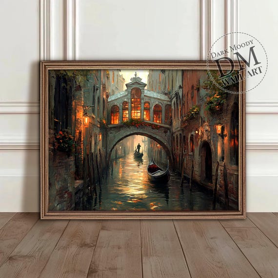 Venice Canal Wall Art Italian Gondola Cityscape Print
