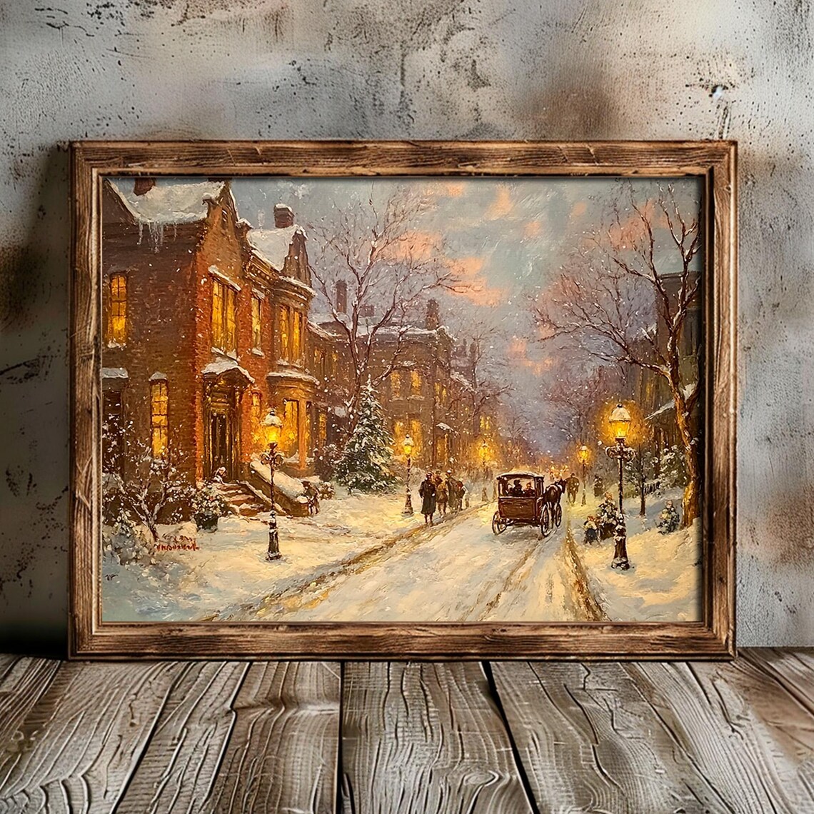 Victorian Chicago Snowy Street Vintage Winter City Scene Wall Art - Image 4