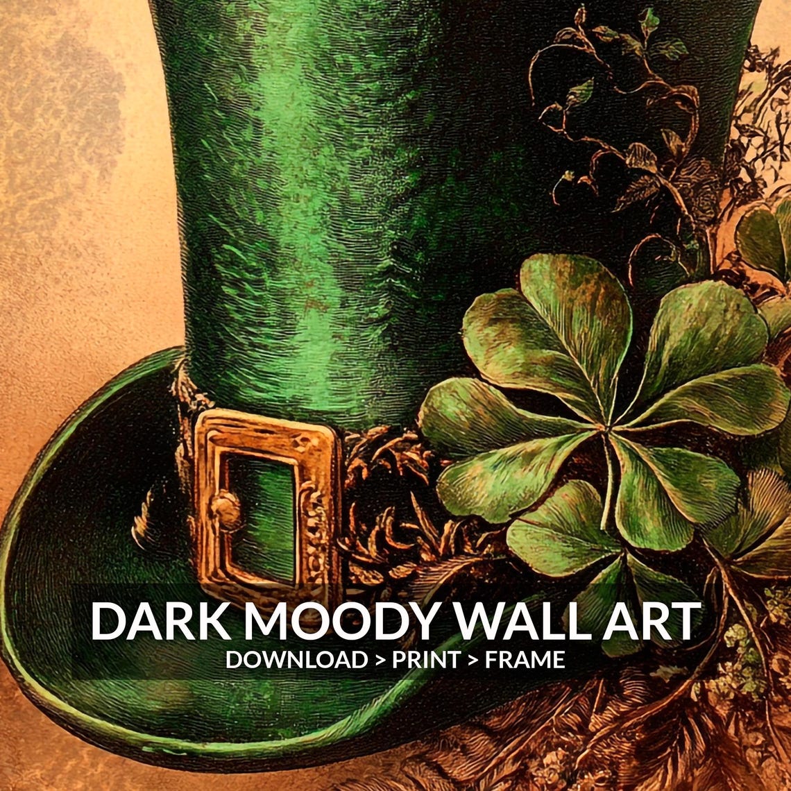 St Patricks Hat Print Vintage St Patricks Day Decor Rustic Irish Wall Art Shamrock Painting - Image 6