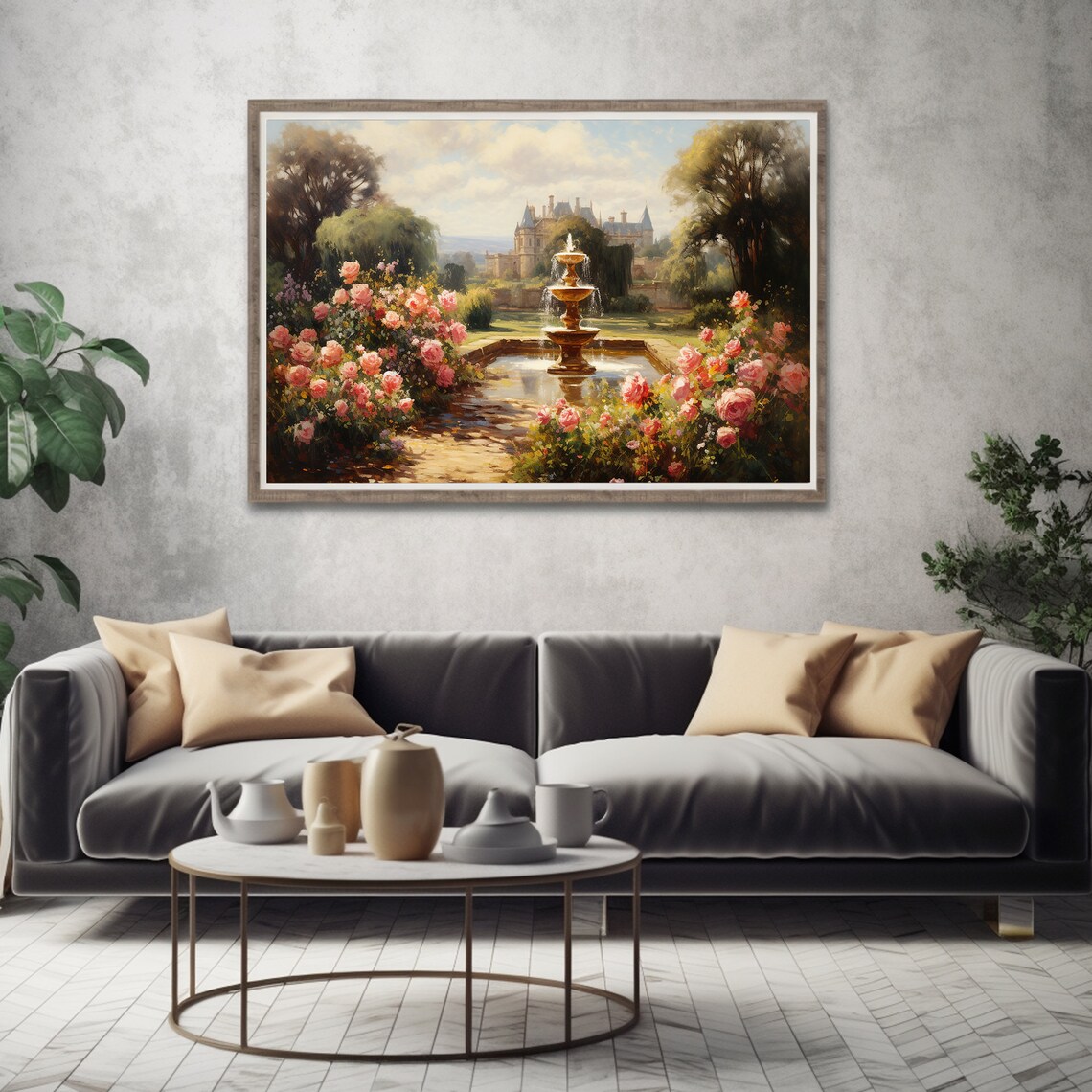 Fountain Rose Garden, Romantic Coquette Art Print - Image 5
