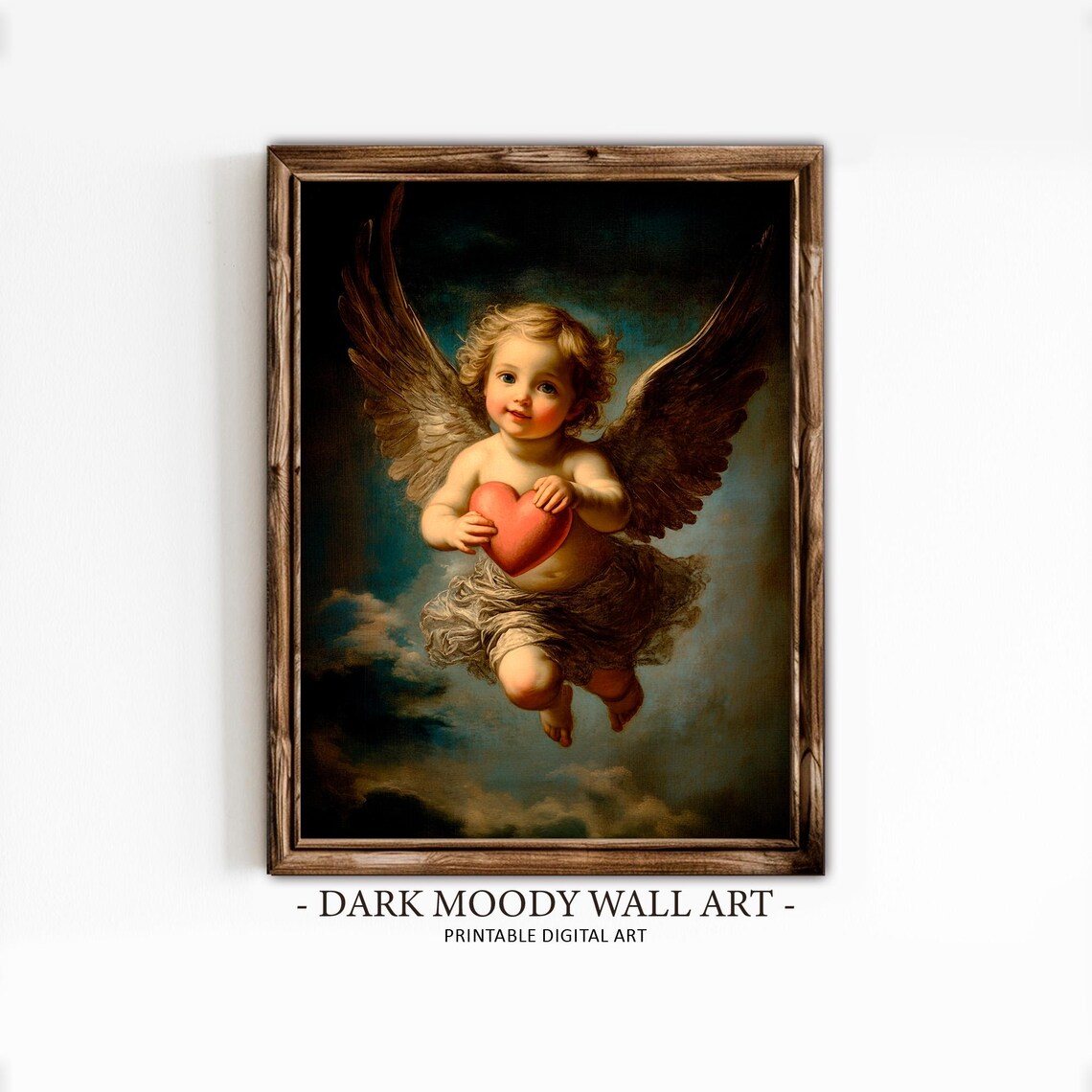 Cupid With Heart Print, Dark Moody Love Wall Art - Image 5