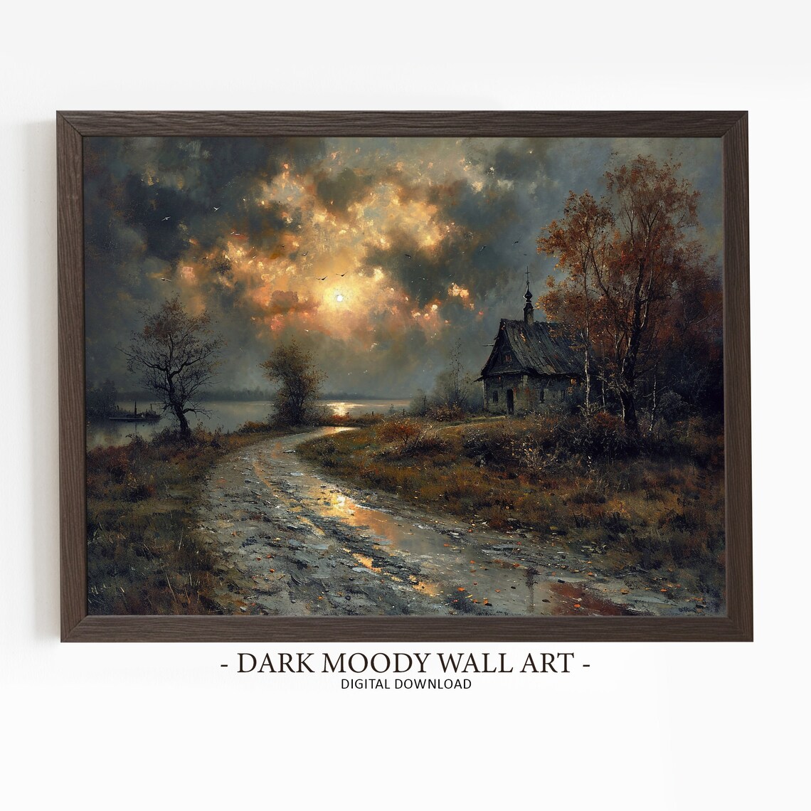 Moody Vintage Church, Dark Forest Road Landscape