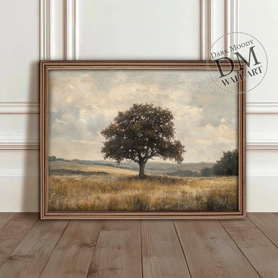 Lone Tree Moody English Countryside Art Print