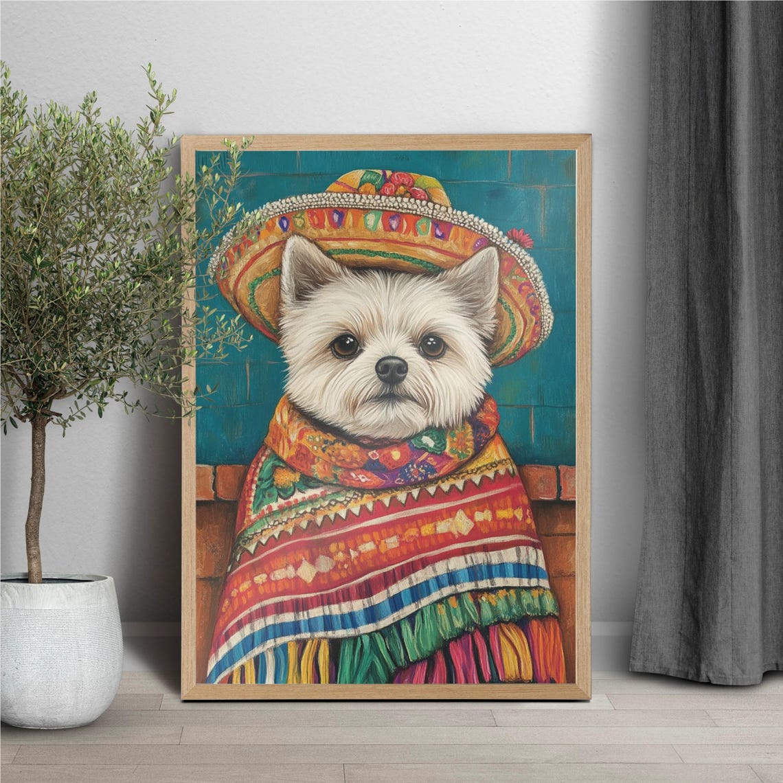 Cute Dog Cinco De Mayo Wall Art Print Mexican Fiesta Wall Art Home Decor Mexican Dog Home Decor Picture Lets Fiesta Png Mexican Png - Image 3