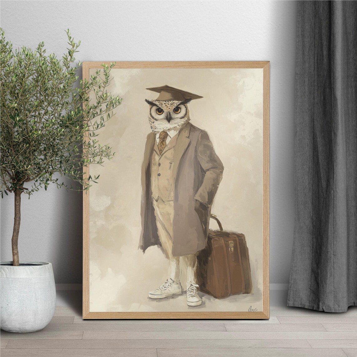 Vintage Owl Art Print, Rustic Animal Decor - Image 4