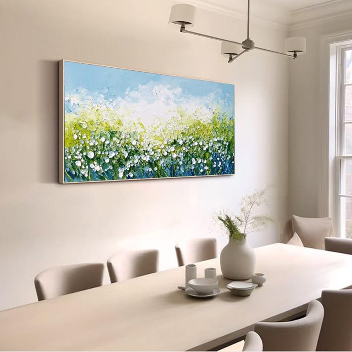 White Baby Breath Flower Field in a Spring Meadow Art Poster - Image 3